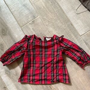 Crewcuts Red Plaid Ruffle Sleeve Blouse